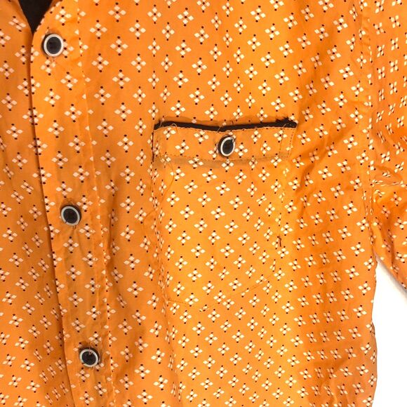 Day & Age Shirt Mens Large Short Sleeve Orange Diamond Geometric Button Down - Picture 3 of 5